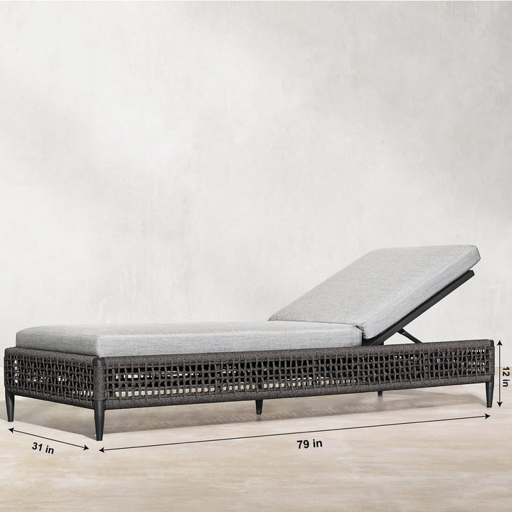 Quel Outdoor Swimming Poolside Lounger (Grey) Braided & Rope