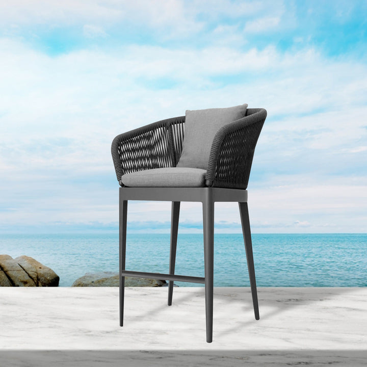 Bilge Outdoor Patio Bar Chair 1 Chair For Balcony Braided & Rope (Black)