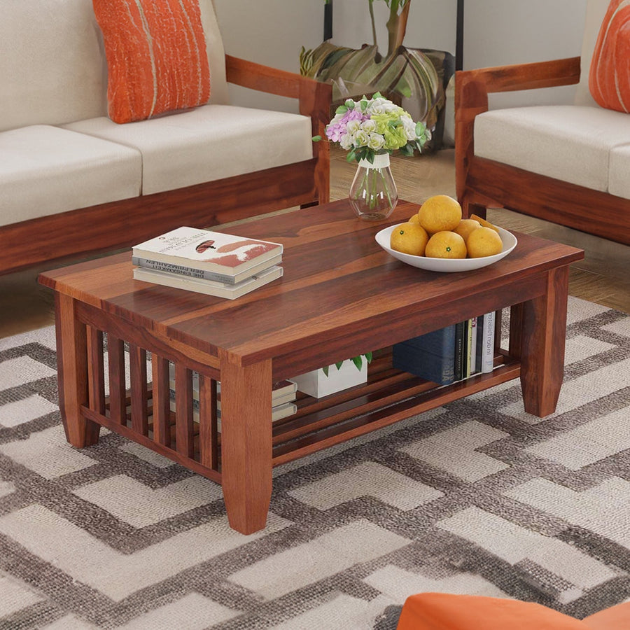 Sangeeta Solid Wood Rectangle Coffee Table For Living Room