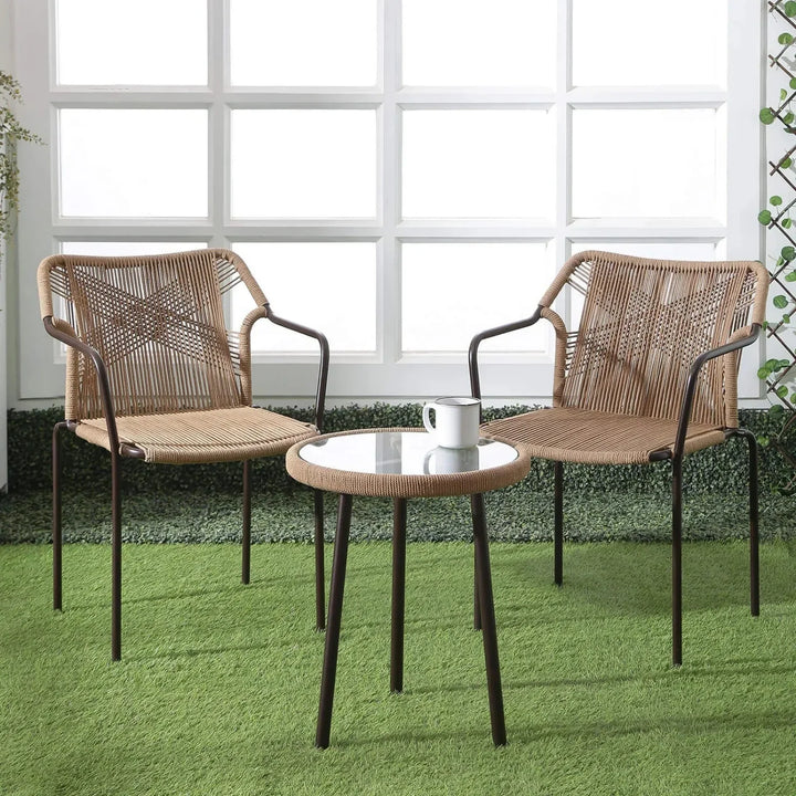 Rania 3-Piece Outdoor Beige Rope Patio Set