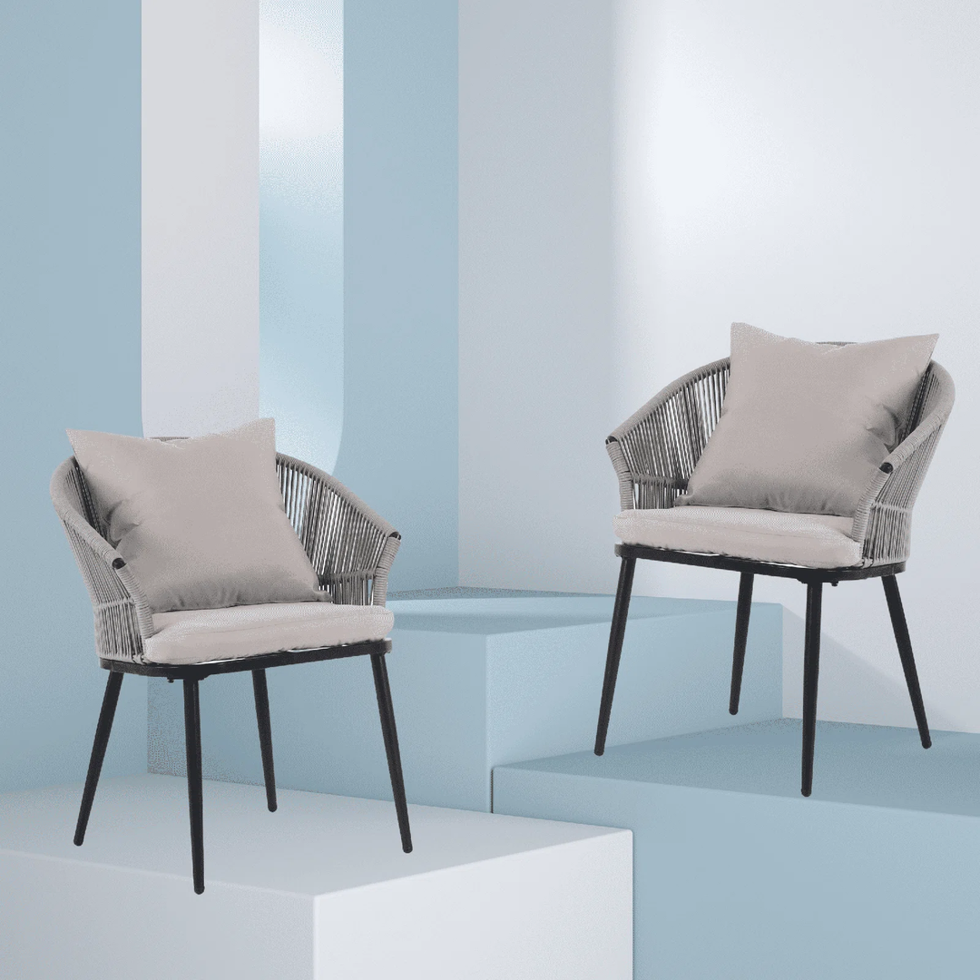 Aina Outdoor Patio Seating Set 2 Chairs Set Braid & Rope