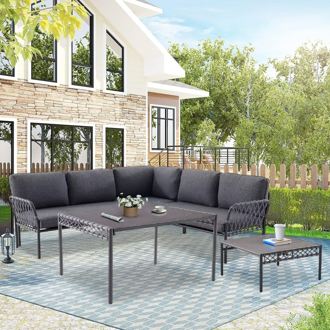 Waverly Outdoor Rope 5 Seater L-Shape Sofa