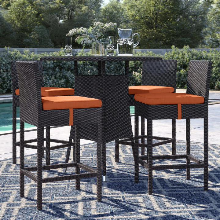 Volta Outdoor Patio Bar Sets 4 Chairs and 1 Table (Dark Brown)