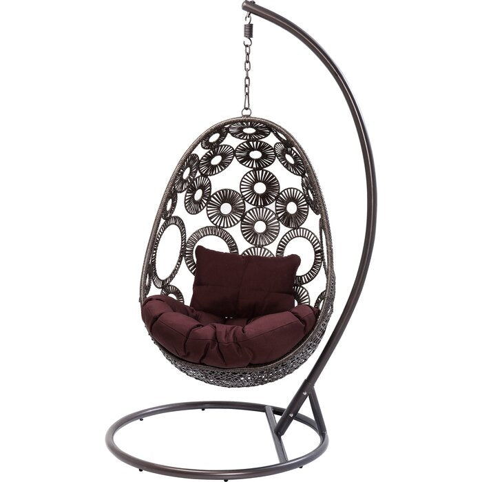 Trevisan Single Seater Hanging Swing With Stand For Balcony , Garden Swing (Dark Brown)