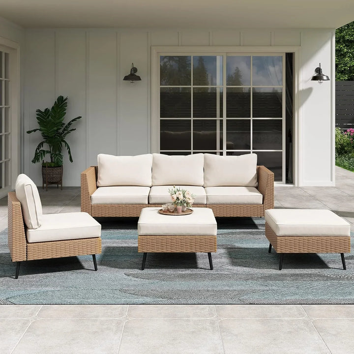 Johanna Outdoor Rattan Wicker 6-Seater Sofa Set