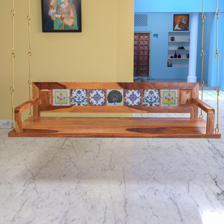 Laisha Melodious Multiple Tile Fitted Handmade Wooden Swing for Home