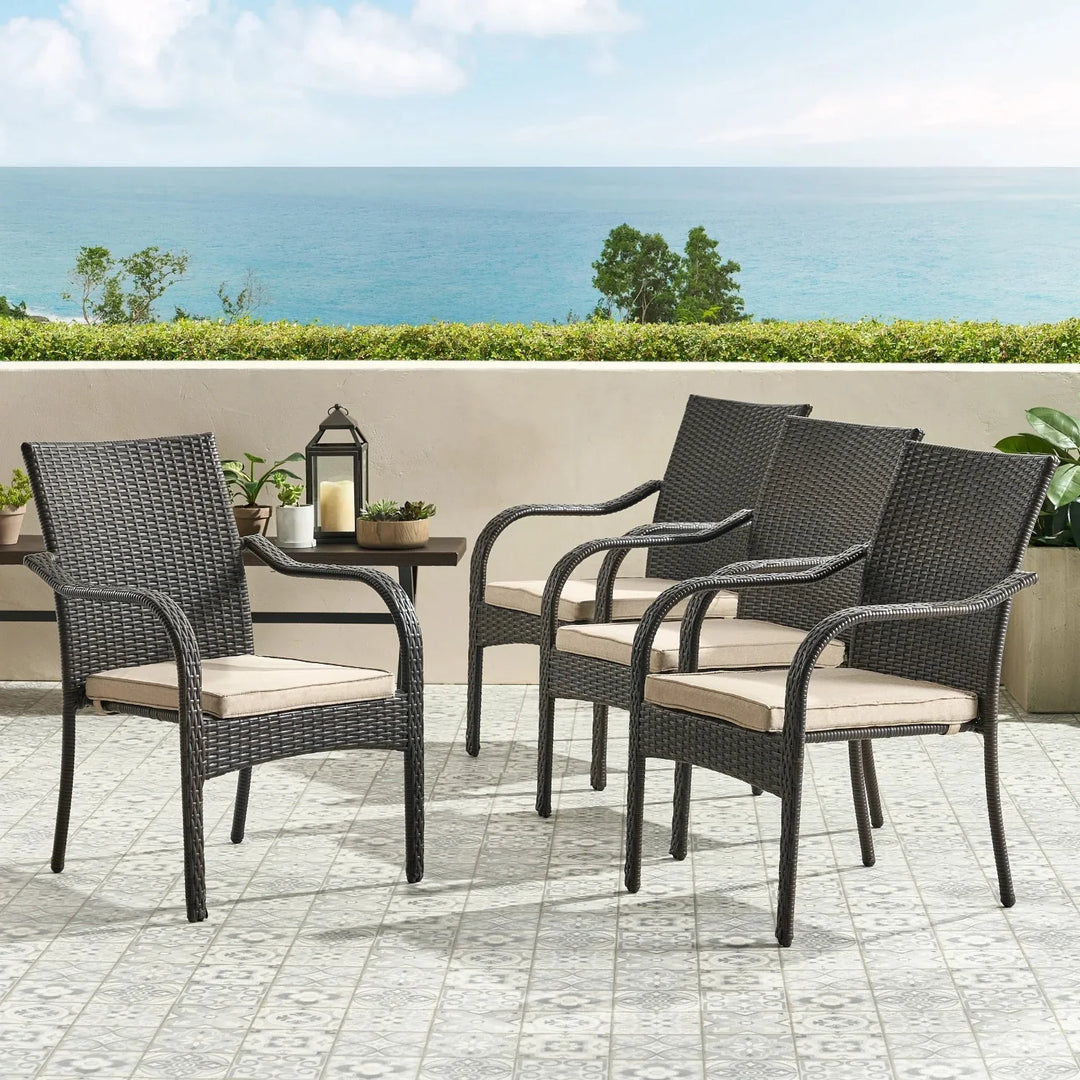 Indigo 4-Piece Outdoor Rattan Wicker Patio Dining Chairs