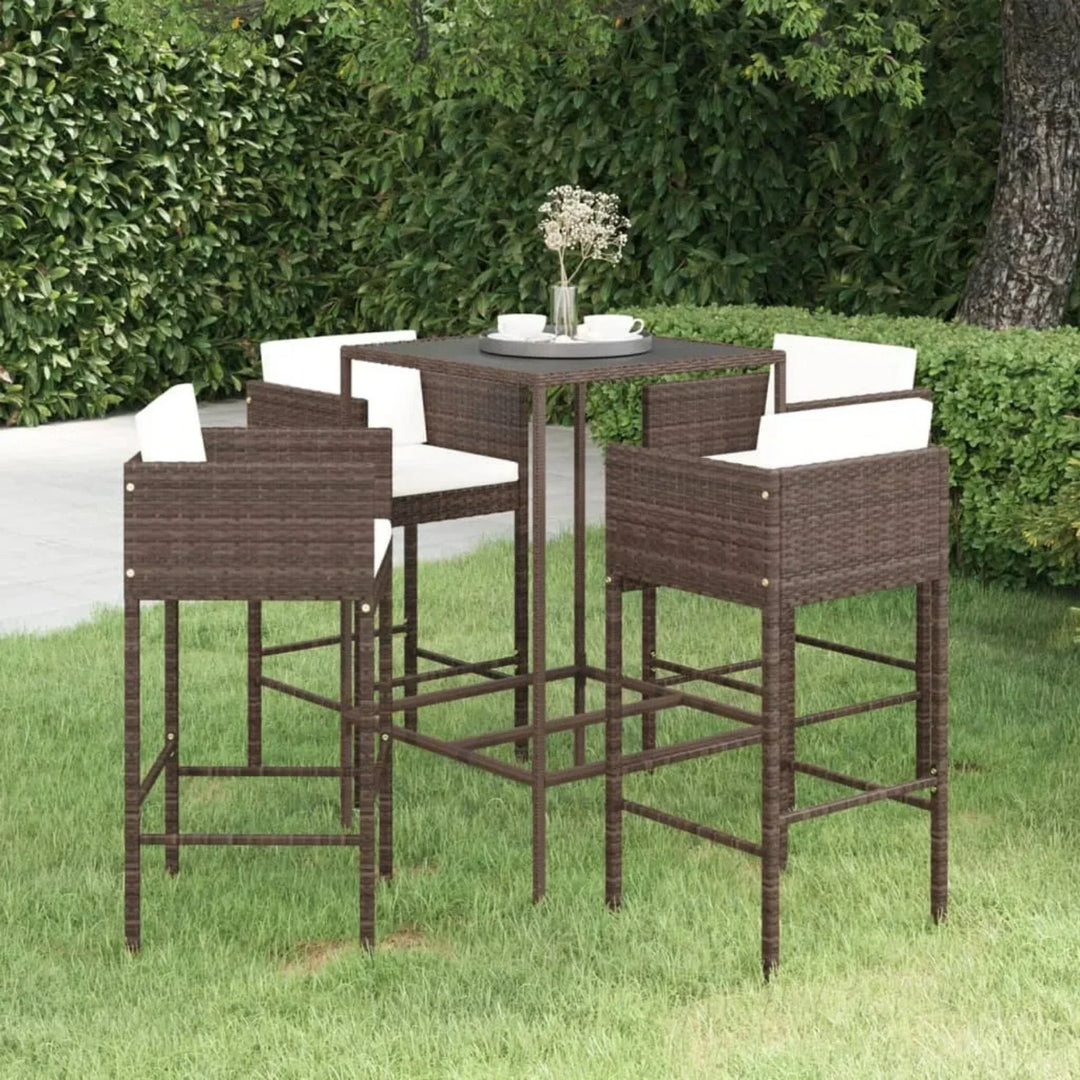 Nami 5-Piece Outdoor Rattan Wicker Bar Set