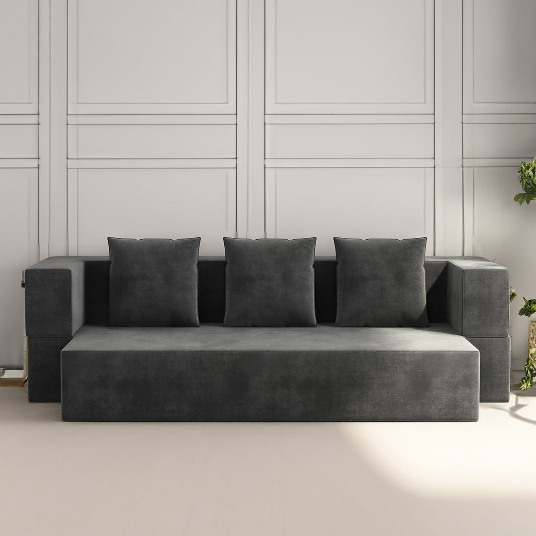 Sanya Premium Velvet 3 Seater Fabric Sofa Cum Bed