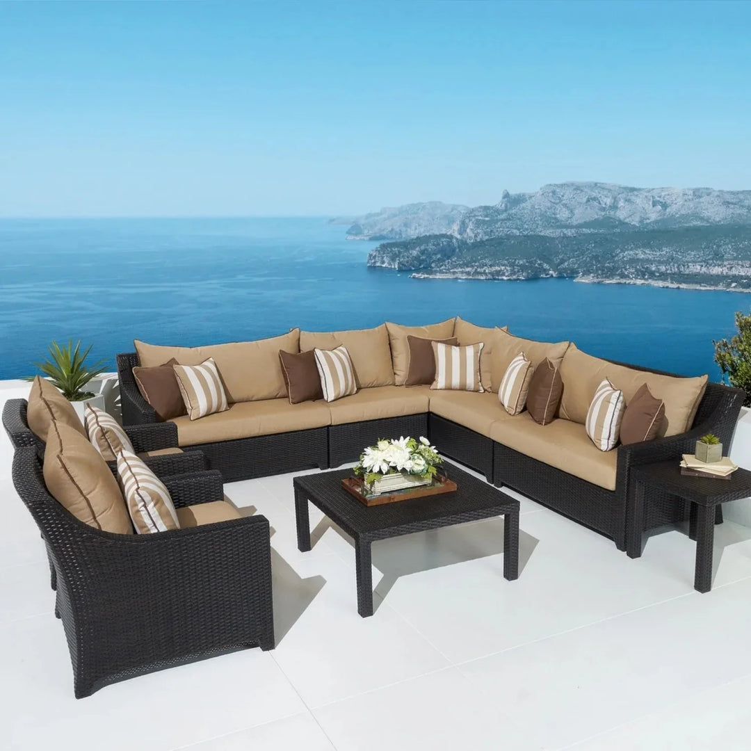 Carmen All Weather Outdoor Wicker Garden L-Shape Sectional Conversation Set