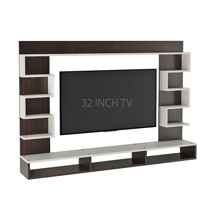 Juhi Wall-Mount TV Unit with Display Shelves – Wenge & White (32")