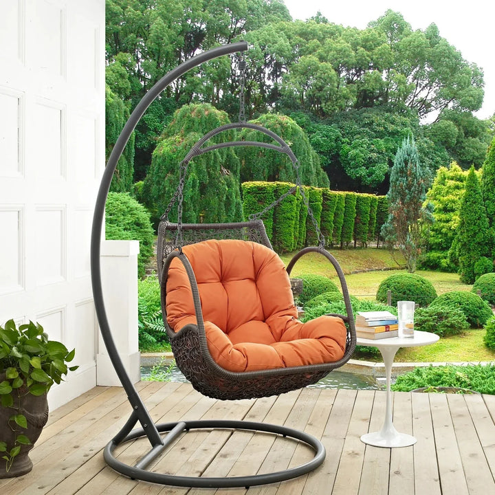 Folake Outdoor Rattan Wicker Hanging Swing Chair with Cushion