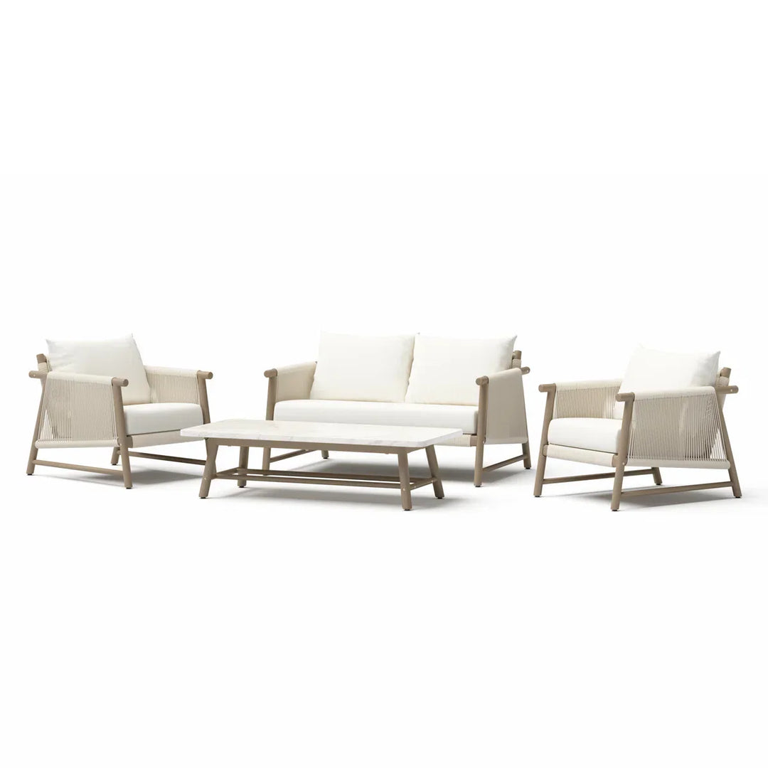 Alfi Outdoor Sofa Set 2 Seater, 2 Single seater and 1 Center Table Braided & Rope (Cream)