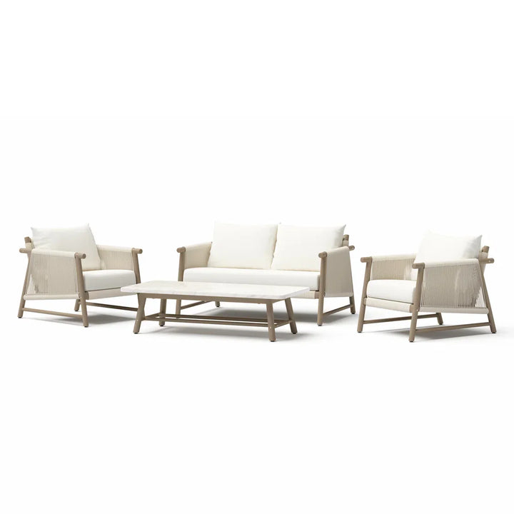Alfi Outdoor Sofa Set 2 Seater, 2 Single seater and 1 Center Table Braided & Rope (Cream)