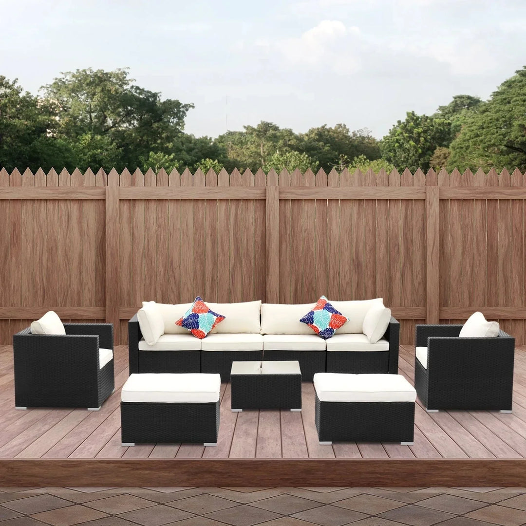 Tamara 6-Piece Outdoor Conversation Set (Black/Off-White)