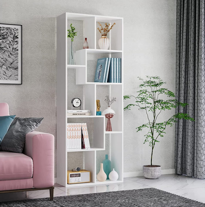 Isha Corner Bookshelf Rack – Home Library & Office Storage (White)