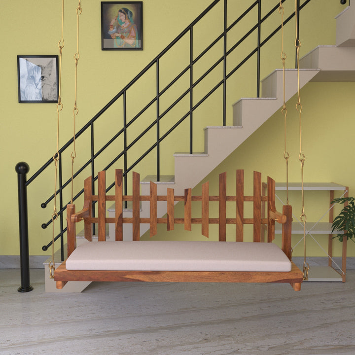 Anvika Classic New Cross Square Back Wooden Adorable Handmade Wooden Swing for Home