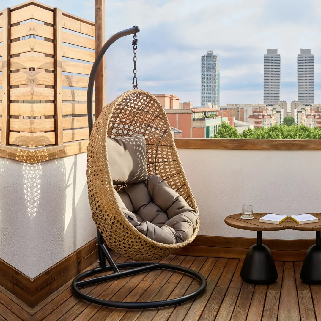 Daniela Egg Swing Chair (Beige and Dark Grey)