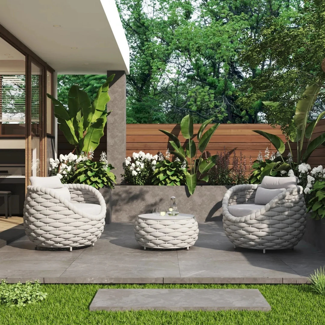 Minami Nest Shape 3-Piece Hand-Woven Rope Patio Set