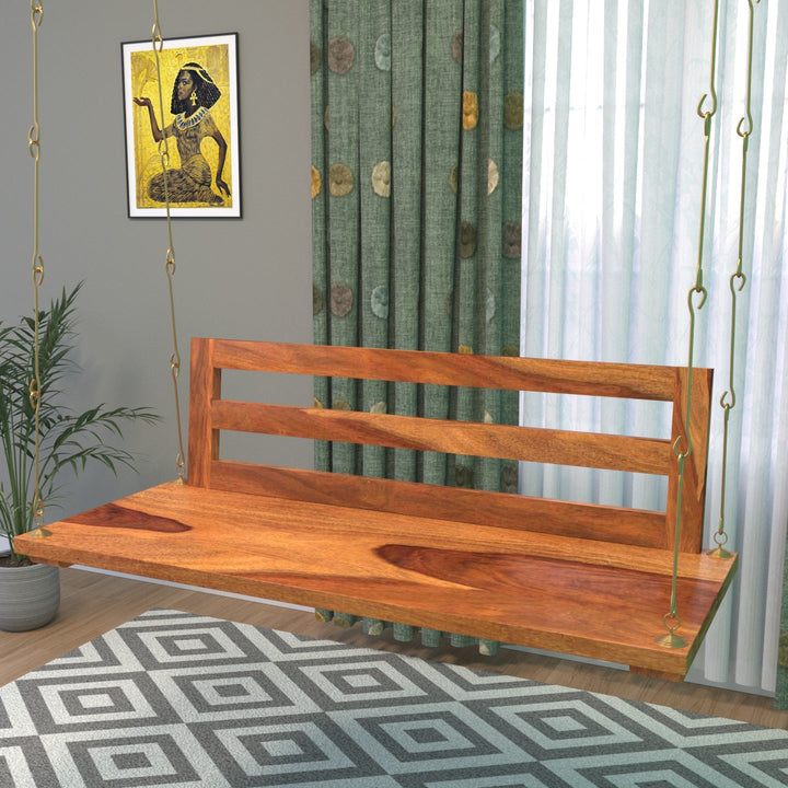 Isha Premium Strip Back Sheesham Wooden Swing for Home