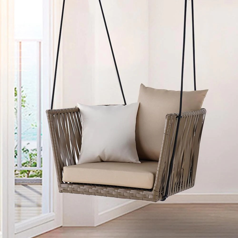 Tofull Single Seater Hanging Swing Without Stand For Balcony , Garden Swing (Brown)
