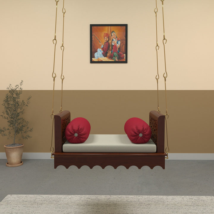 Aria Dark Irish Brown Polished Wooden Handmade Carved Swing