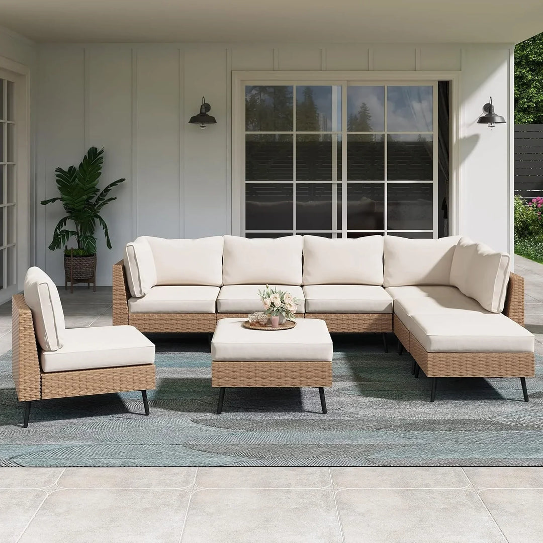 Ottilie Outdoor Rattan Wicker 8-Seater Sofa Set