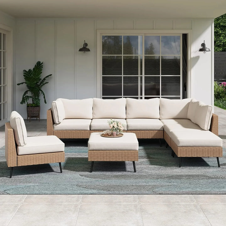 Ottilie Outdoor Rattan Wicker 8-Seater Sofa Set