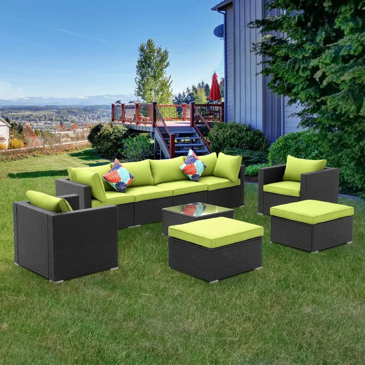 Clementine 6-Piece Outdoor Conversation Set (Black/Green)