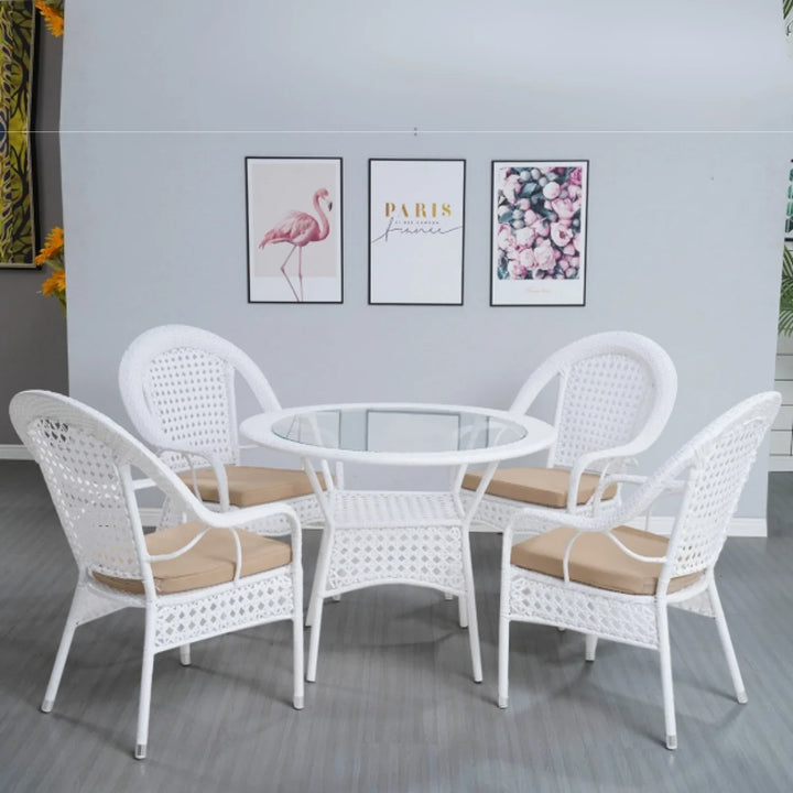 Dalal Outdoor All-Weather Resistant Rattan Wicker 5-Piece Dining Set