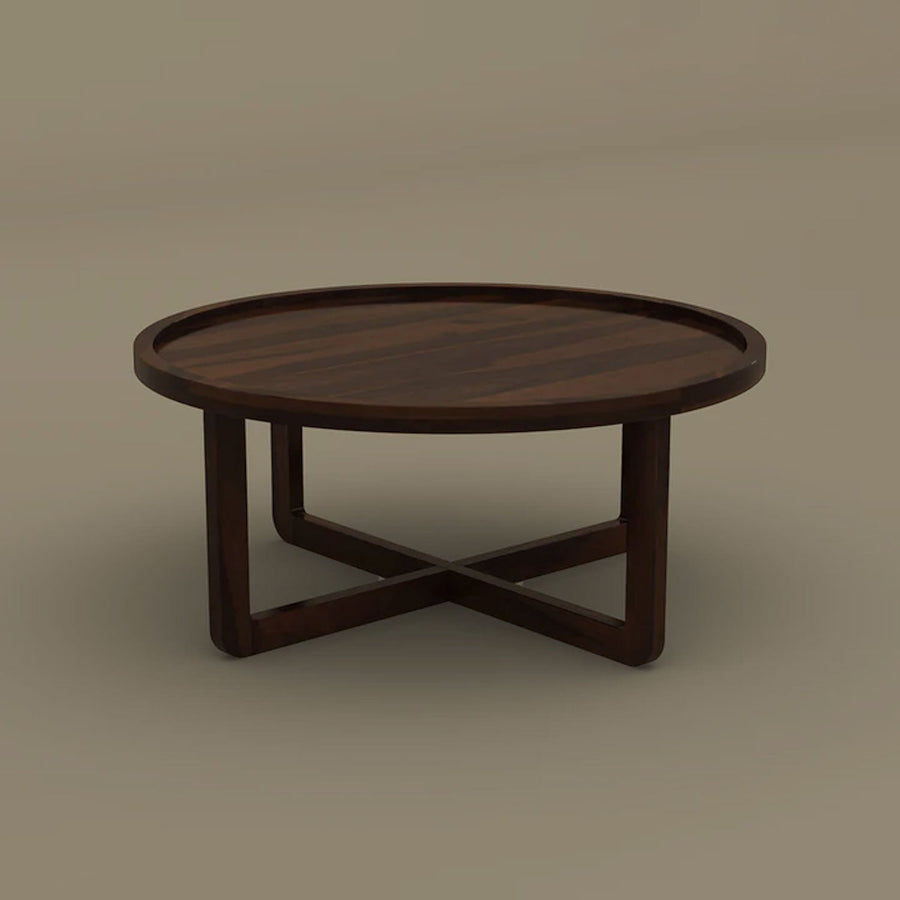 Kanak Round Coffee Table (Walnut Finish)