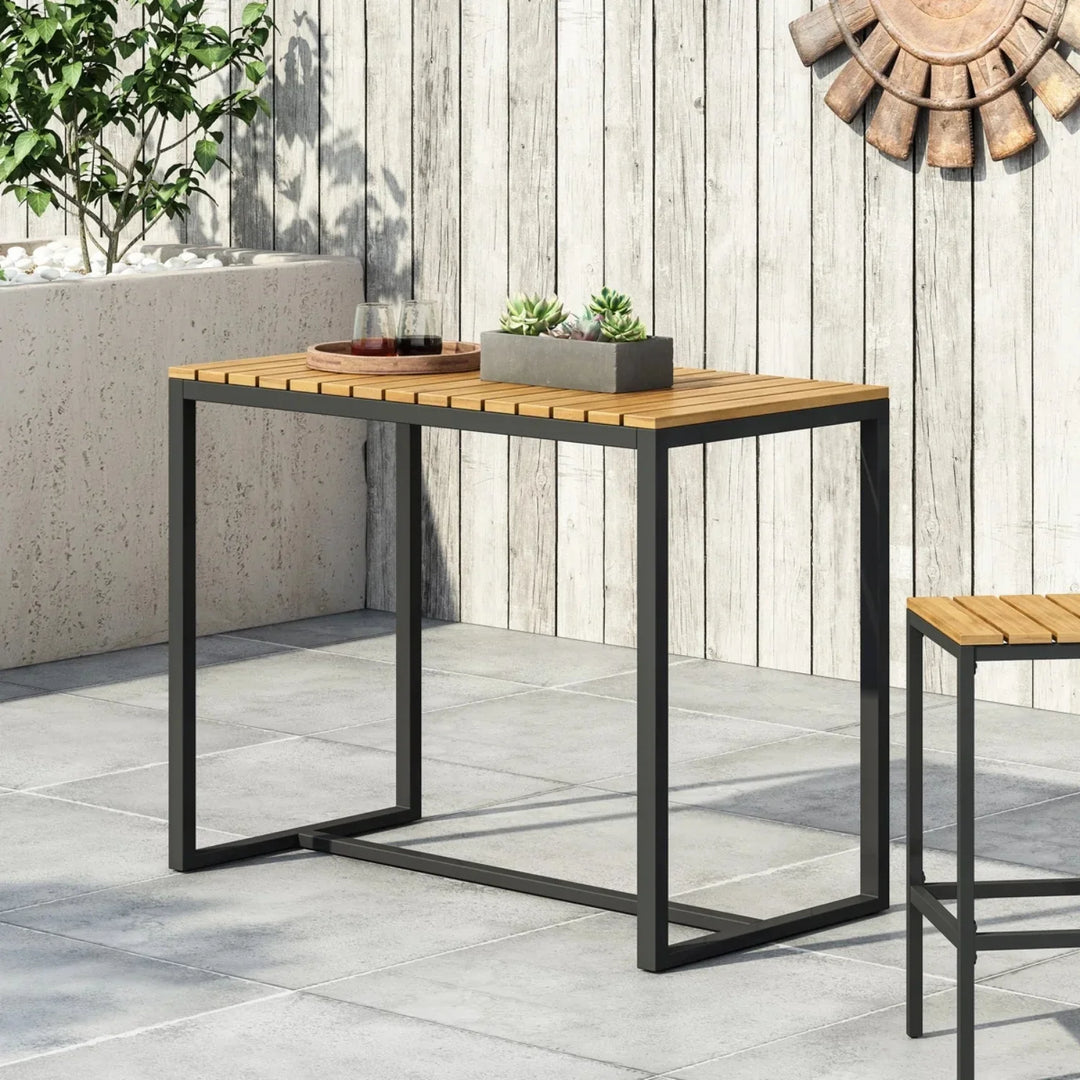 Lubna Outdoor Bar Table With Wooden Top