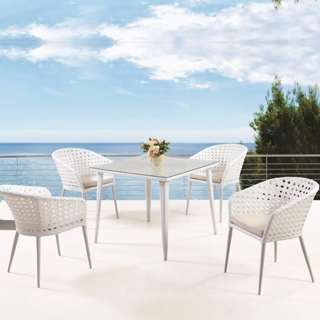 Marisol 5-Piece Outdoor Patio Dining Set With Wicker Chairs & Glass-Top Table