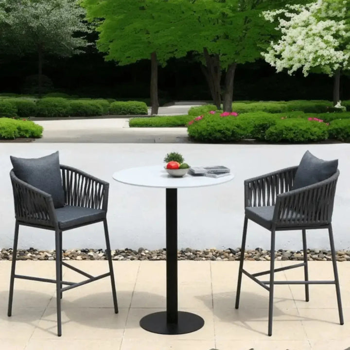 Fenna Premium Outdoor Rope Bar Set With a High-Top Round Table