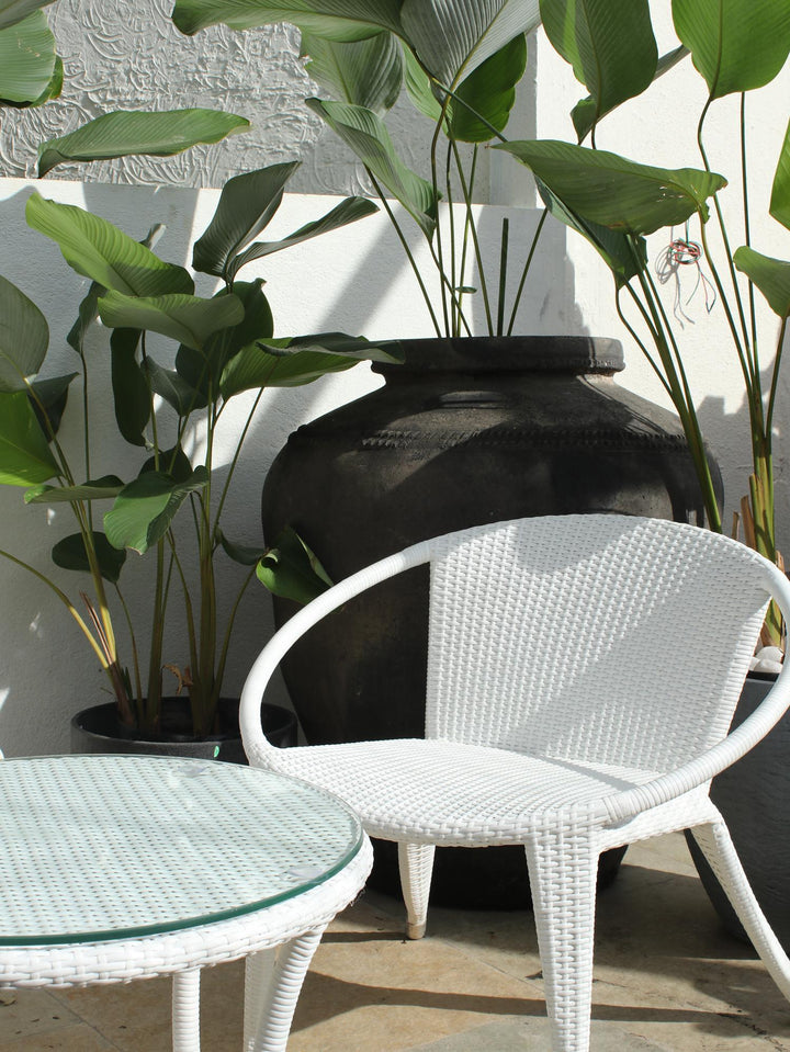 Shibbu Outdoor Patio Seating Set 2 Chairs and 1 Table Set (White)