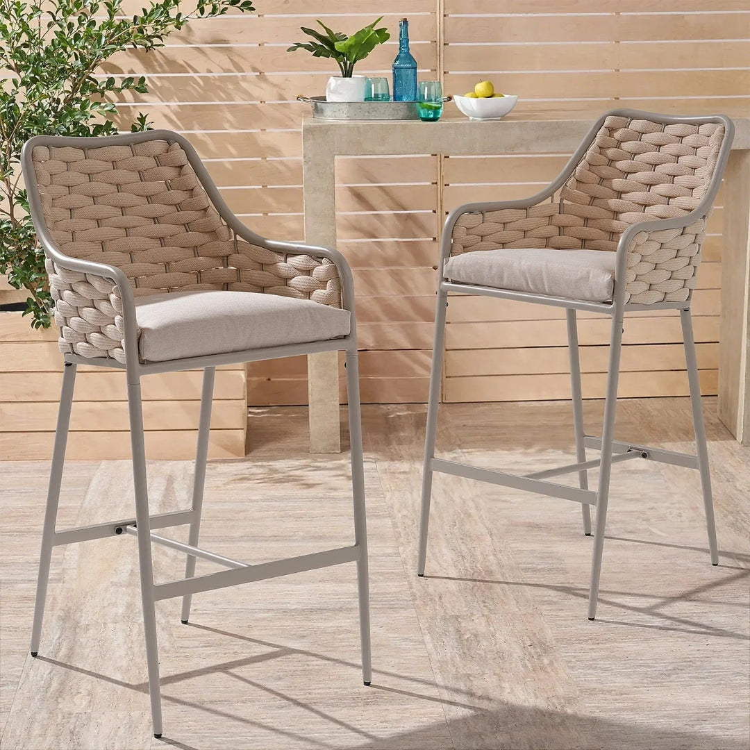 Rika 2-Piece Outdoor Rope Bar Chairs – Stylish Comfort Built to Last