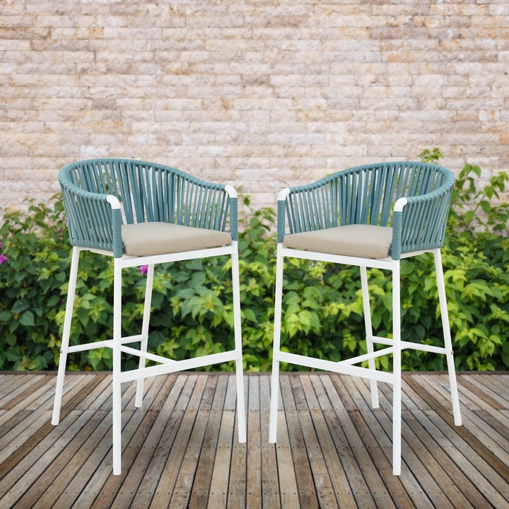 Alp Outdoor Patio Bar Chair 2 Chair For Balcony Braided & Rope