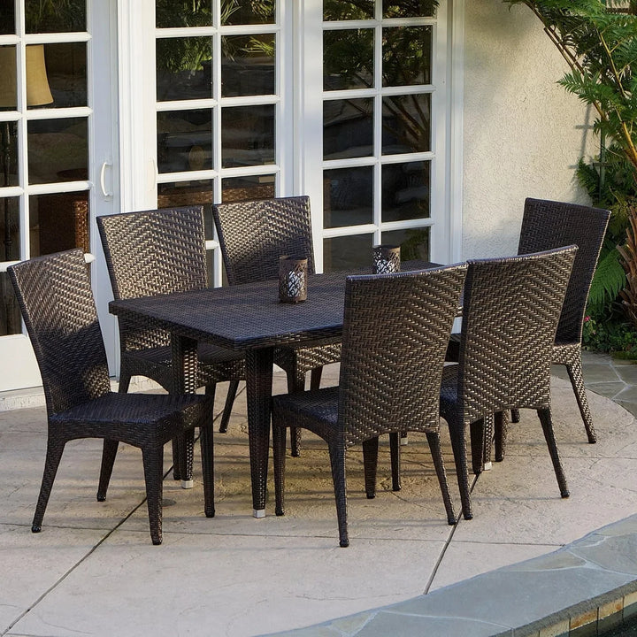Jumanah Outdoor All-Weather Resistant Rattan Wicker 7-Piece Dining Set