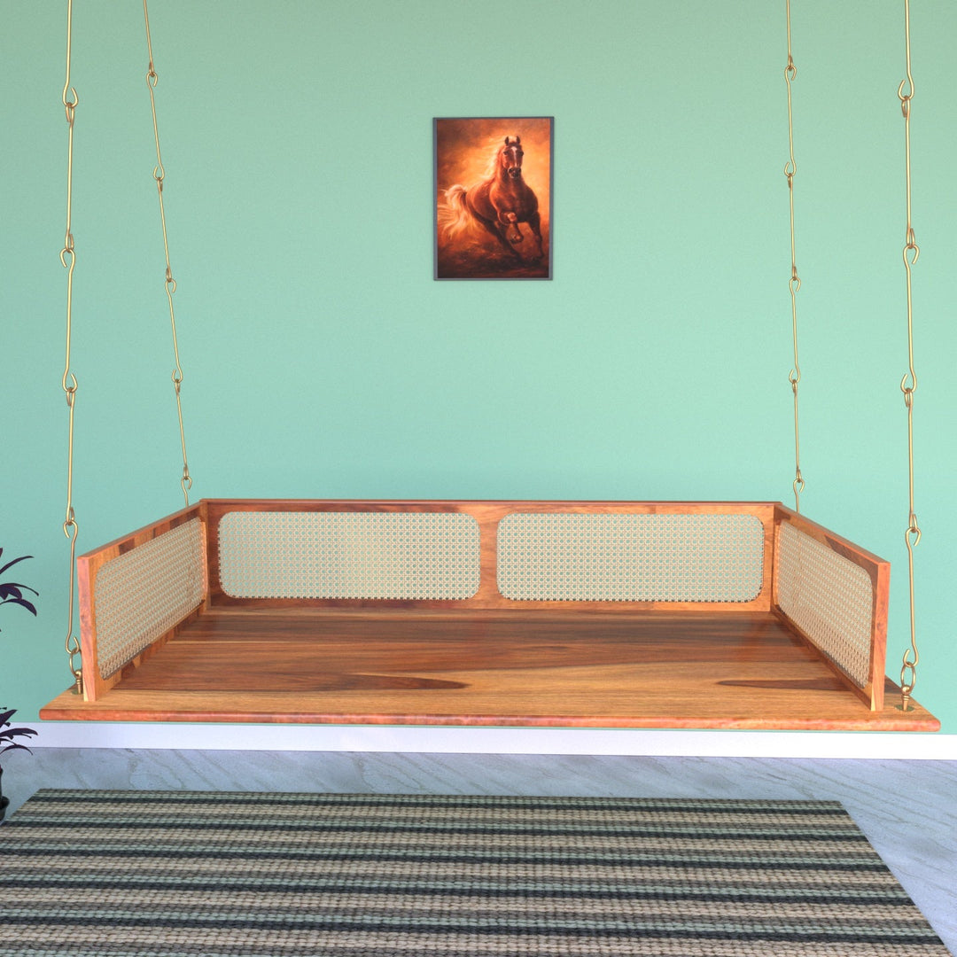Advika Classic Modern Montage Style Handmade Wooden Swing