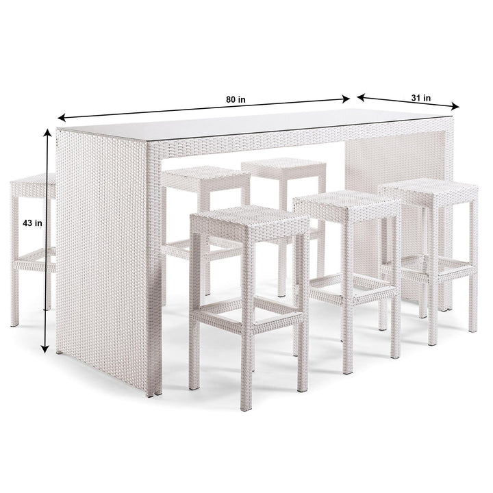 Haven Outdoor Bar Sets 6 Stools and 1 Table Patio Bar Set (White)