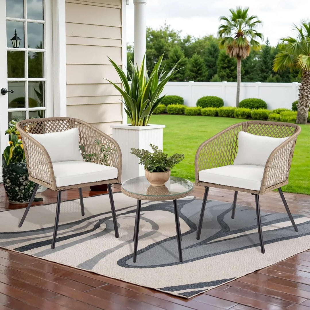 Ottilie Outdoor Wicker 3-Piece Patio Set