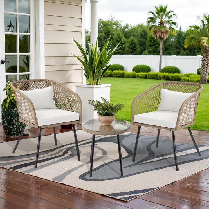 Ottilie Outdoor Wicker 3-Piece Patio Set
