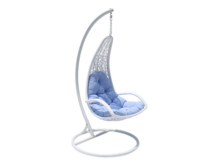 Balotelli Single Seater Hanging Swing With Stand For Balcony , Garden Swing (White)