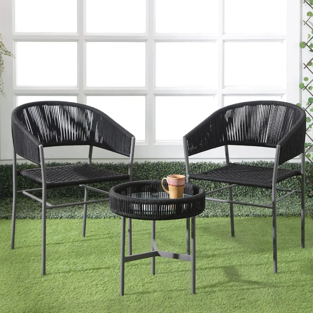 Magdalena 3-Piece Grey Rope Outdoor Patio Set