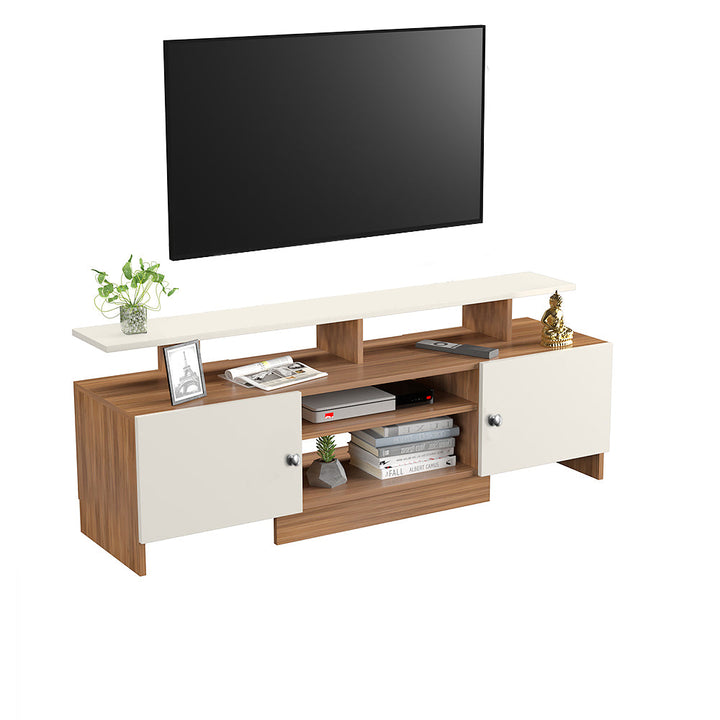 Gia Modern TV Unit with Storage - Exotic Teak and White
