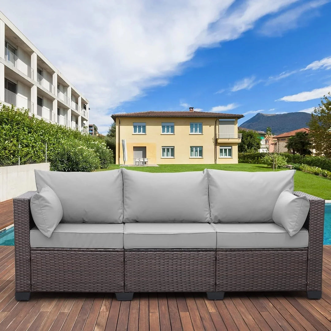 Raquel 3-Seater Outdoor Rattan Wicker Patio Sofa