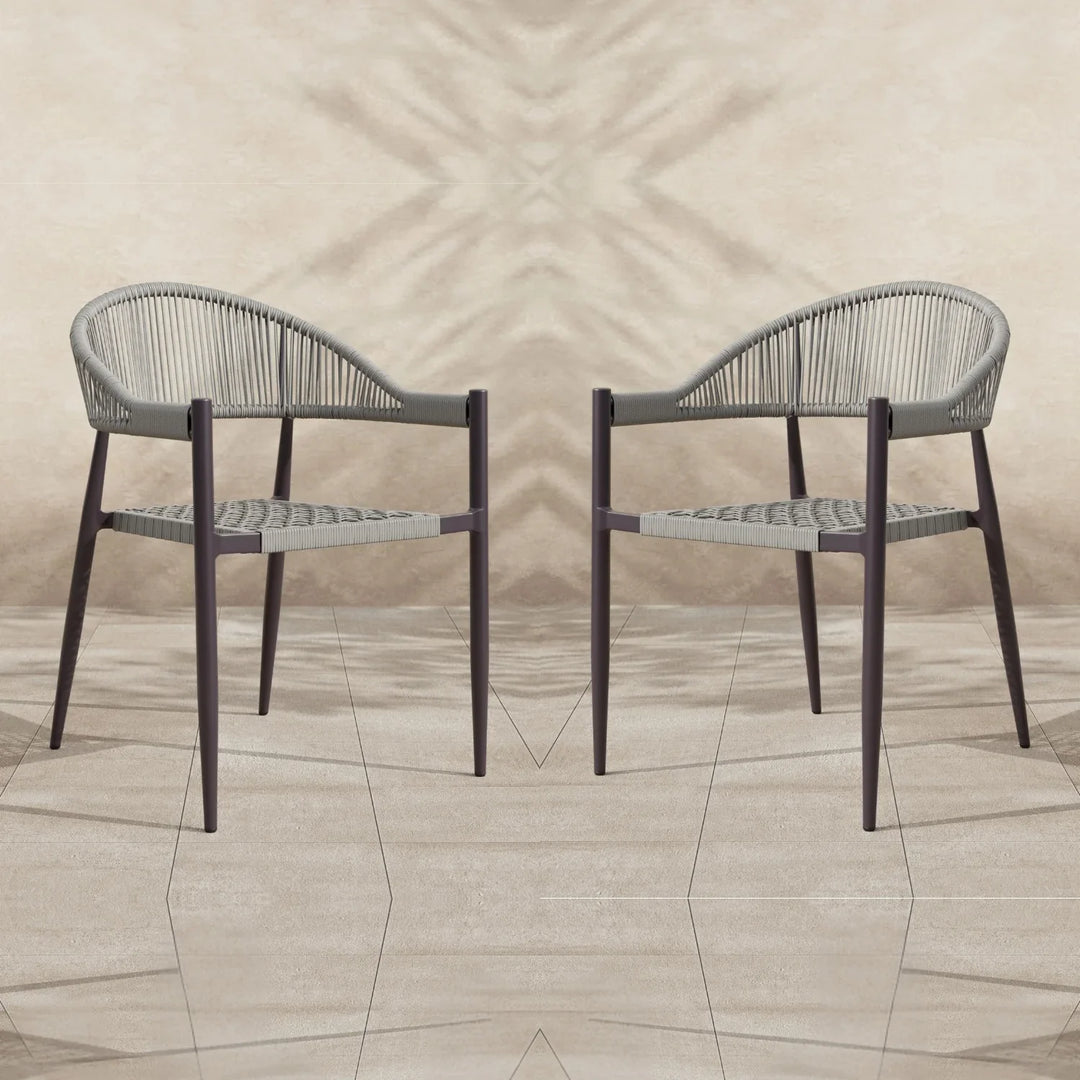 Mrinalini 2-Piece Outdoor Rope Patio Dining Chairs