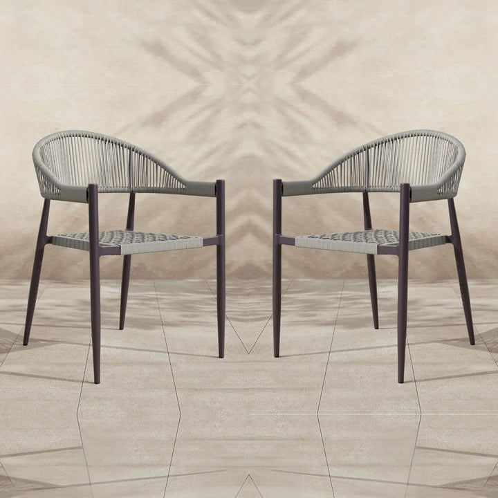 Mrinalini 2-Piece Outdoor Rope Patio Dining Chairs
