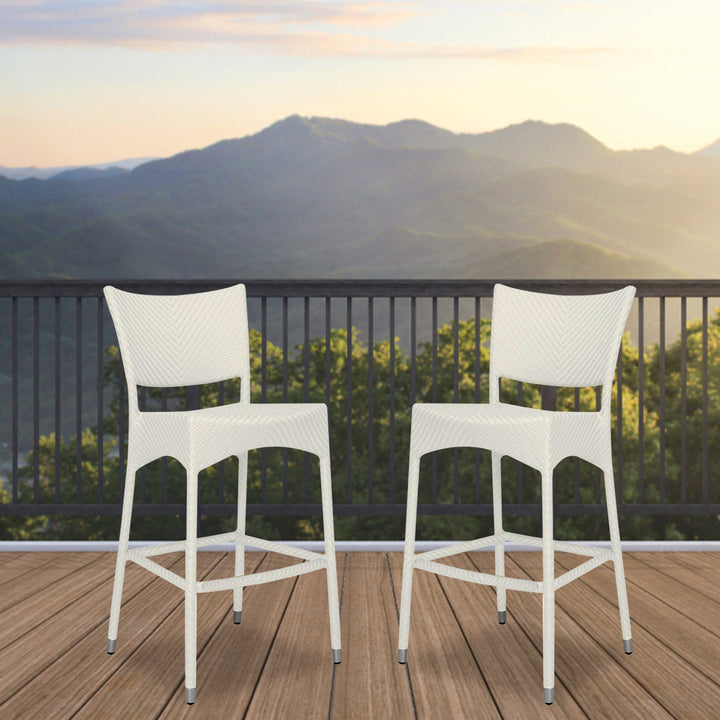 Aysel Outdoor Patio Bar Chair 2 Chairs For Balcony (White)
