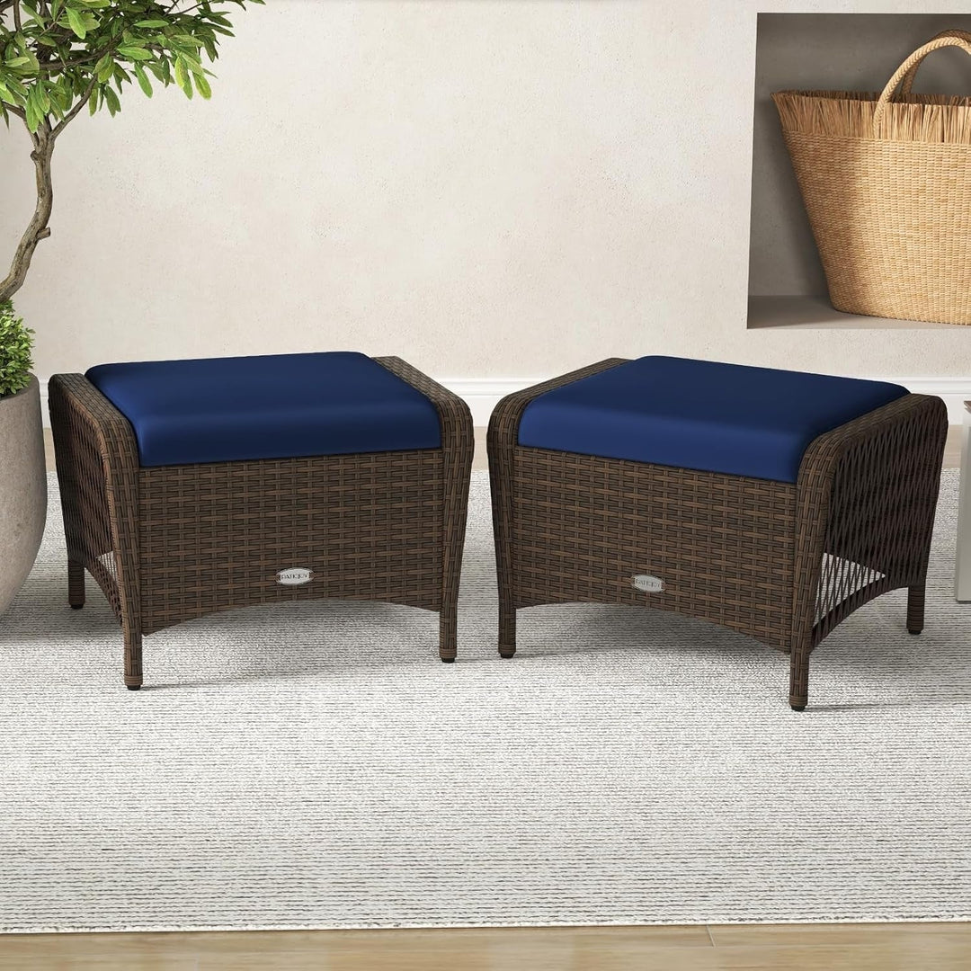 Bhavya 2-Piece Outdoor Rattan Wicker Ottoman Set
